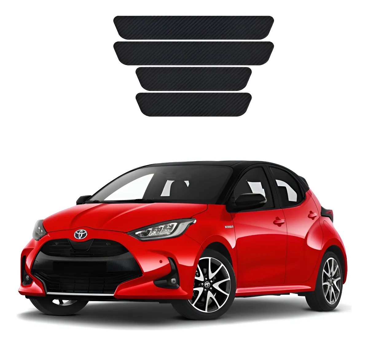 Protecciòn De Estribos Fibra De Carbono Toyota Yaris Diseño4 - Image 1
