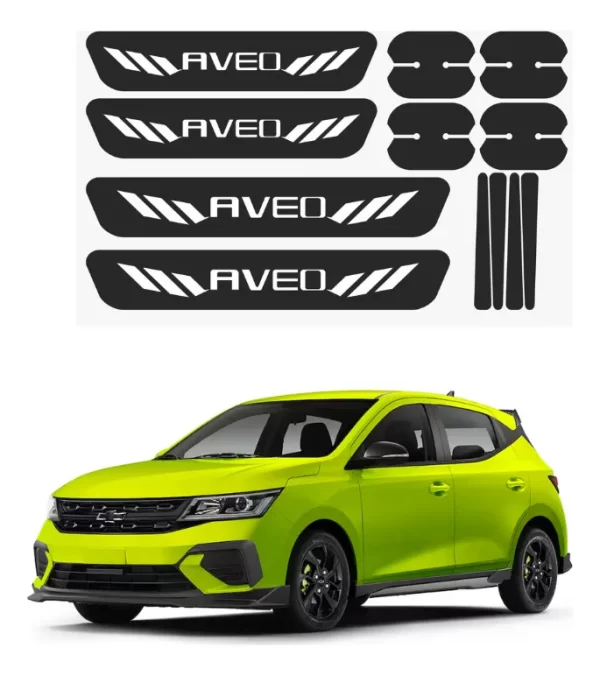 Kit Combo Proteccion Fibra De Carbono Para Aveo