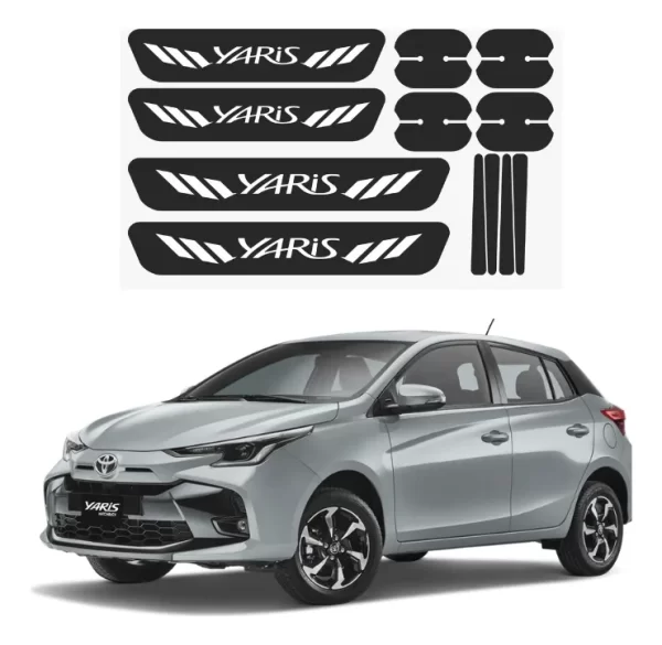 Kit Combo Proteccion Fibra De Carbono Para Toyota Yaris