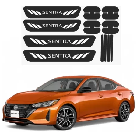 Kit Combo Proteccion Fibra De Carbono Para Sentra