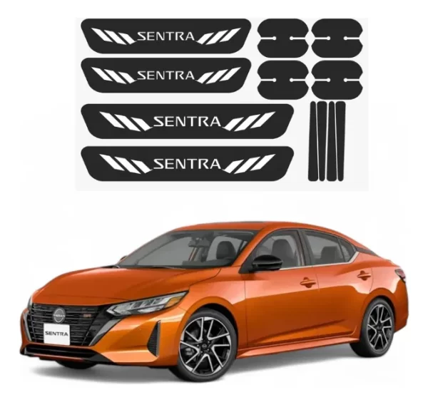 Kit Combo Proteccion Fibra De Carbono Para Sentra