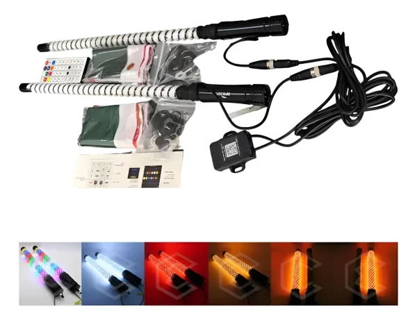 Antena Luz Led P/rzr Rbg C/control 2.5x122cm Con Bluetooth