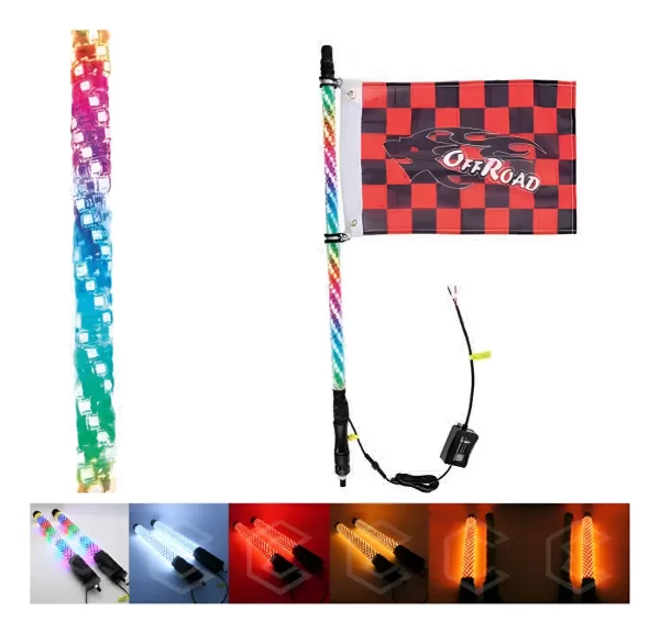 Antena Luz Led P/rzr Rbg C/control 2.5x122cm Con Bluetooth