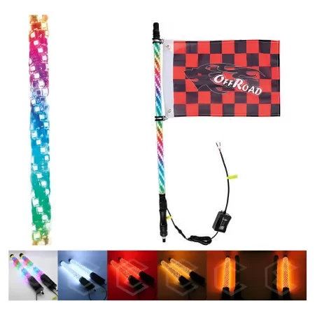 Antena Luz Led P/rzr Rbg C/control 2.5x91.5cm Con Bluetooth