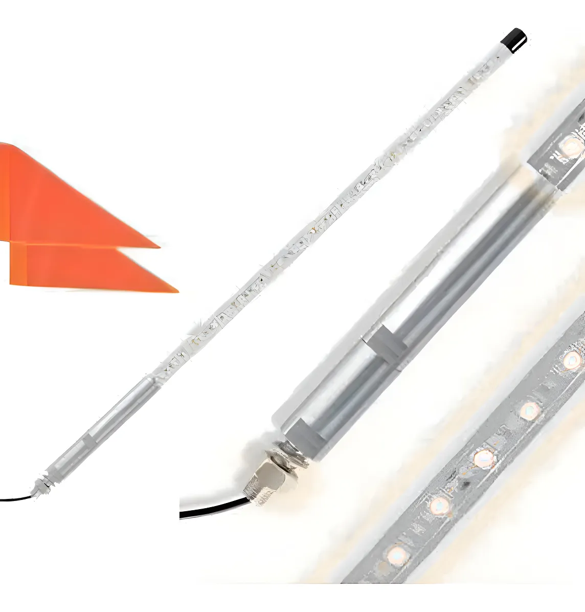 Antena C/luz Led Blanco Universal C/bandera 120cm 12vcc - Image 1