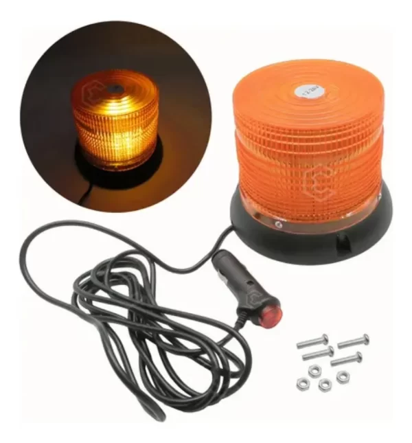 Torreta Estrobo Ambar 5x5  Con Iman Multifuncion 12-24 Vcc