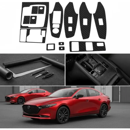 Vinil Protectores Puertas Mazda 3 2017-2020 Fibra Carbono