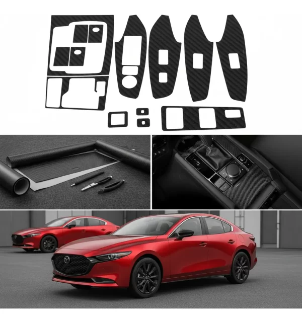 Vinil Protectores Puertas Mazda 3 2017-2020 Fibra Carbono