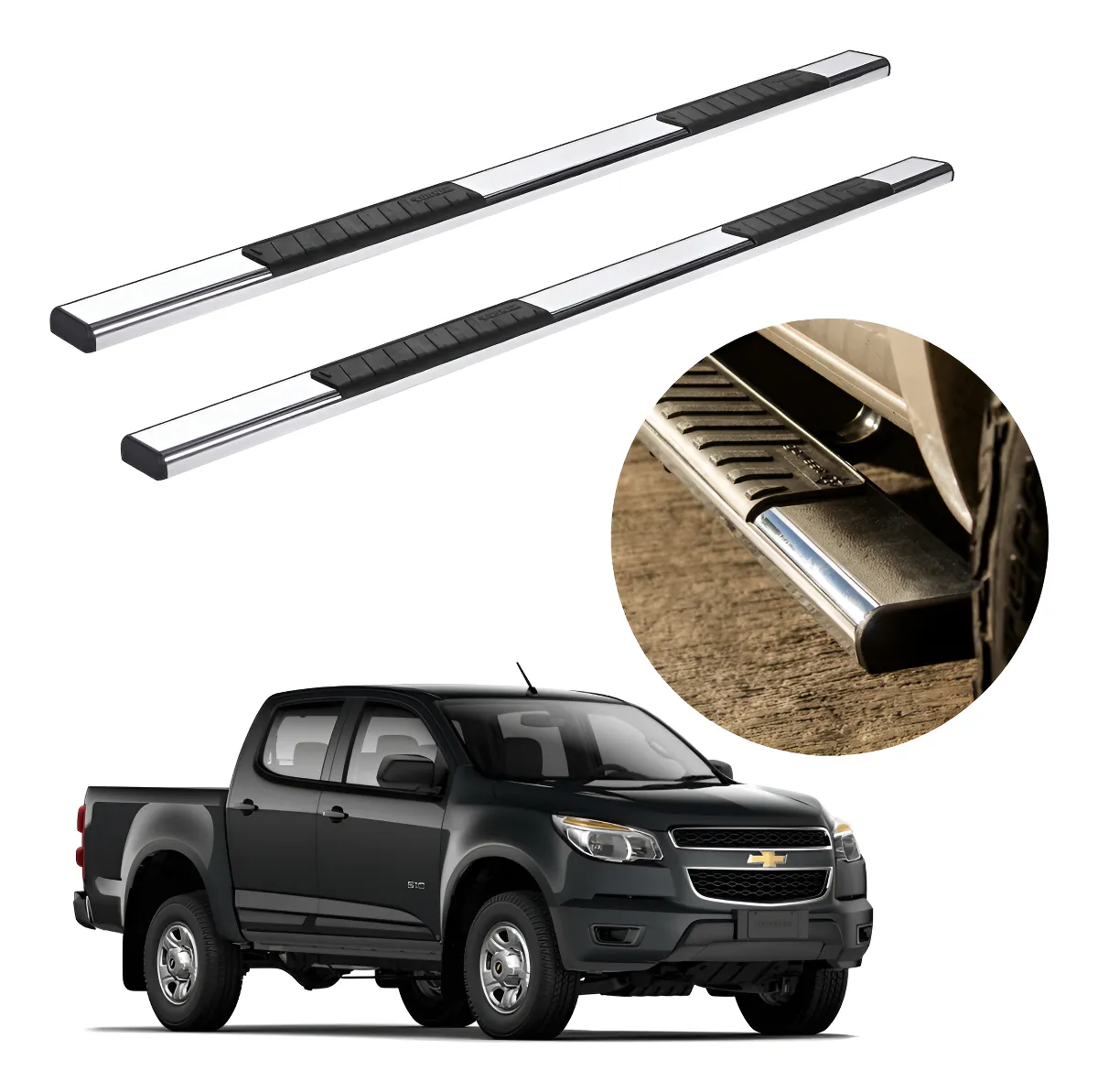 Estribos Serie 100 Para Chevrolet S10 Del 2016 Al 2020 Cromo - Image 1