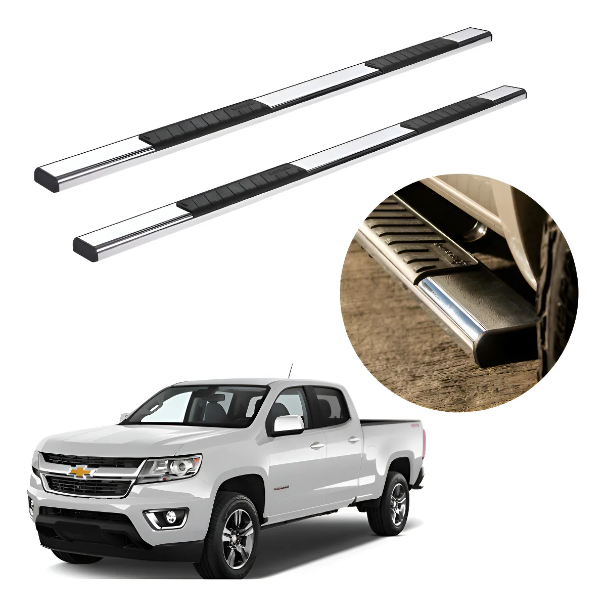 Estribos Serie 100 Para Chevrolet Colorado 2013 - 2021 Cromo - Image 1