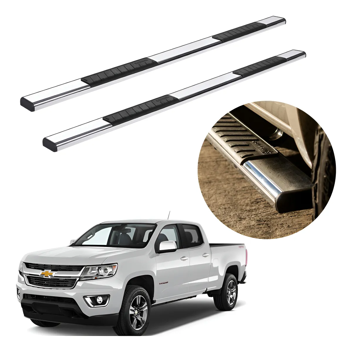 Estribos Serie 100 Para Chevrolet Colorado 2013 - 2021 Cromo - Image 1
