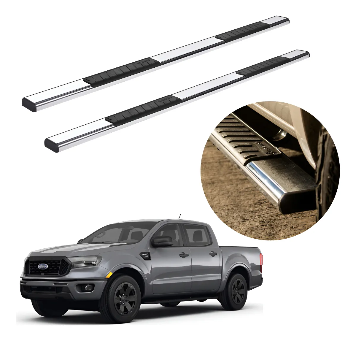 Estribos Serie 100 Cromados Para Ford Ranger 2013 - 2022 - Image 1