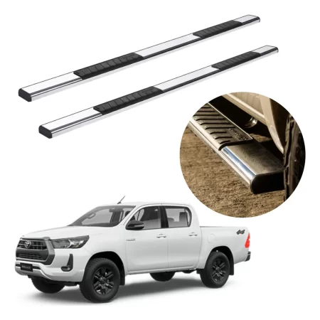 Estribos Serie 100 Cromados Para Toyota Hilux 2016 - 2024