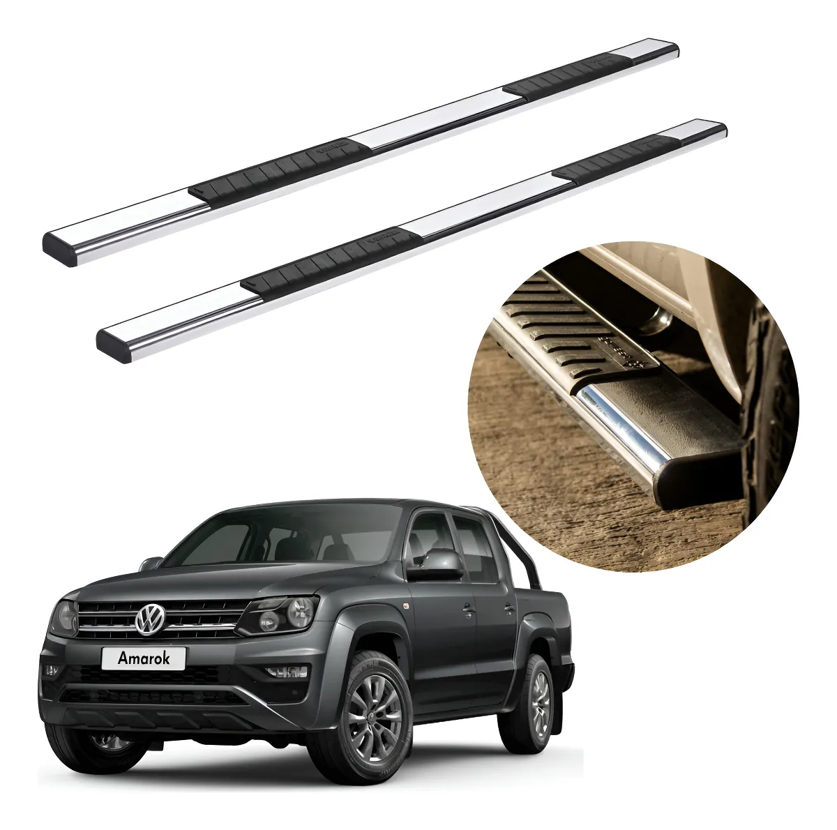 Estribos Platinum 100 Volkswagen Amarok 2010-2019 Doble Cabina Cromado - Image 1