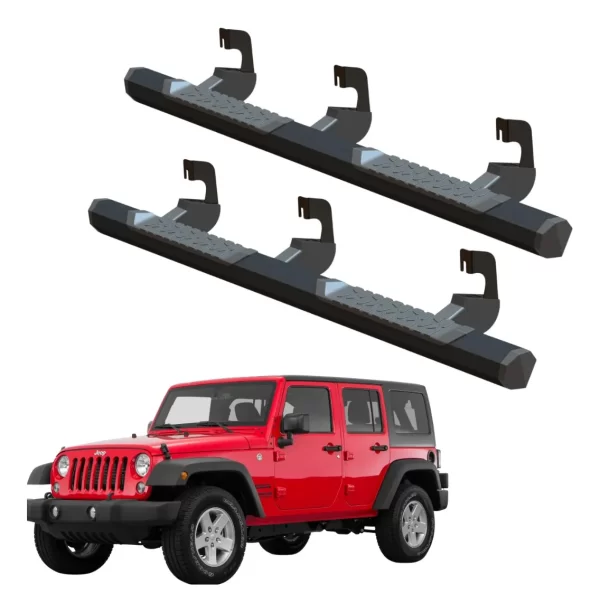 Estribos Serie 700 Negros Para Jeep Jk 2007 - 2018 4 Puertas