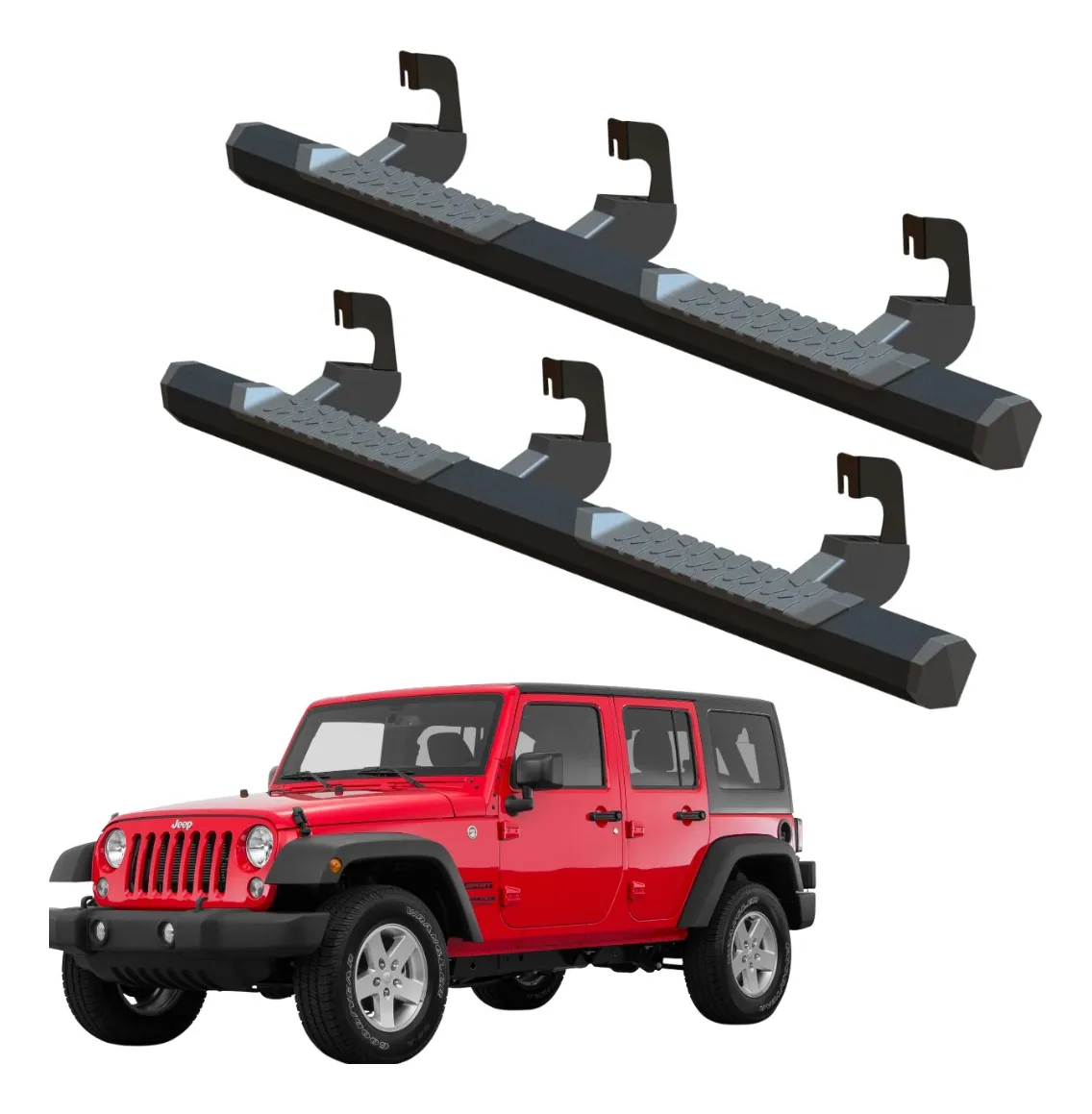 Estribos Serie 700 Negros Para Jeep Jk 2007 - 2018 4 Puertas - Image 1