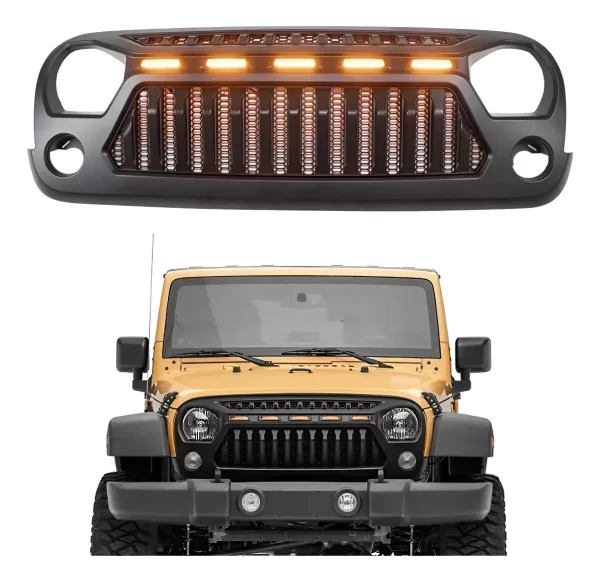 Parrilla Angry Enojado Con Led Jeep 2007-2018 Rejilla-barra