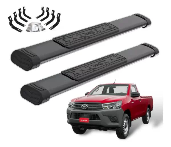 Estribos Bronx Toyota Hilux Cabina Sencilla 2013-2015 Negro