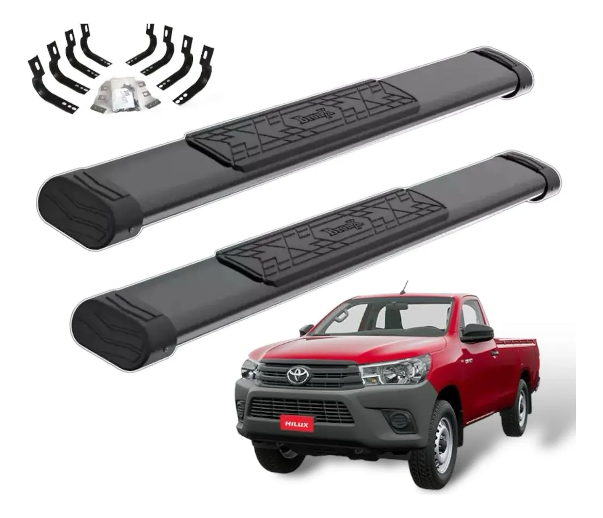 Estribos Bronx Toyota Hilux Cabina Sencilla 2013-2015 Negro - Image 1