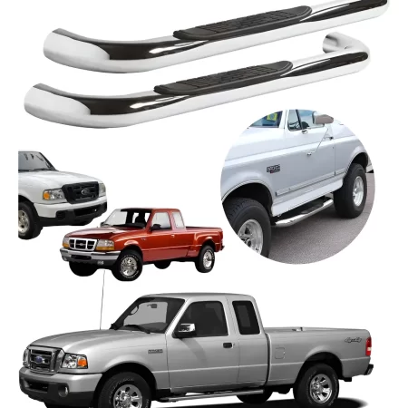 Estribos Tubulares Ford Ranger Cabina Y Media 1998 - 2010 Plateado