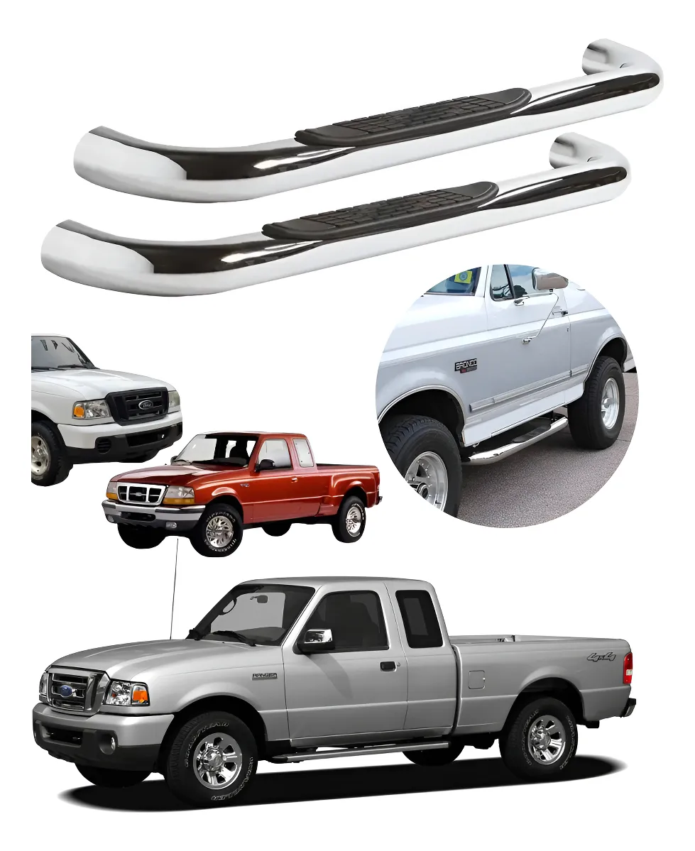 Estribos Tubulares Ford Ranger Cabina Y Media 1998 - 2010 Plateado - Image 1