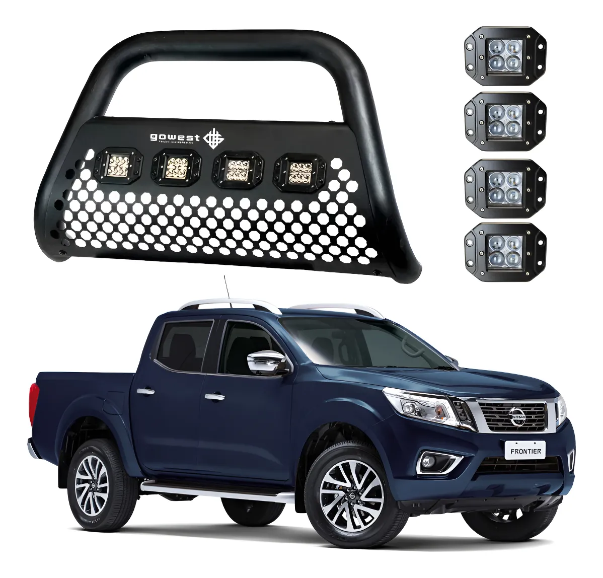 Combo Burrera Ultra Bar Np300 Frontier 2016 - 2023 + 4 Faros - Image 1