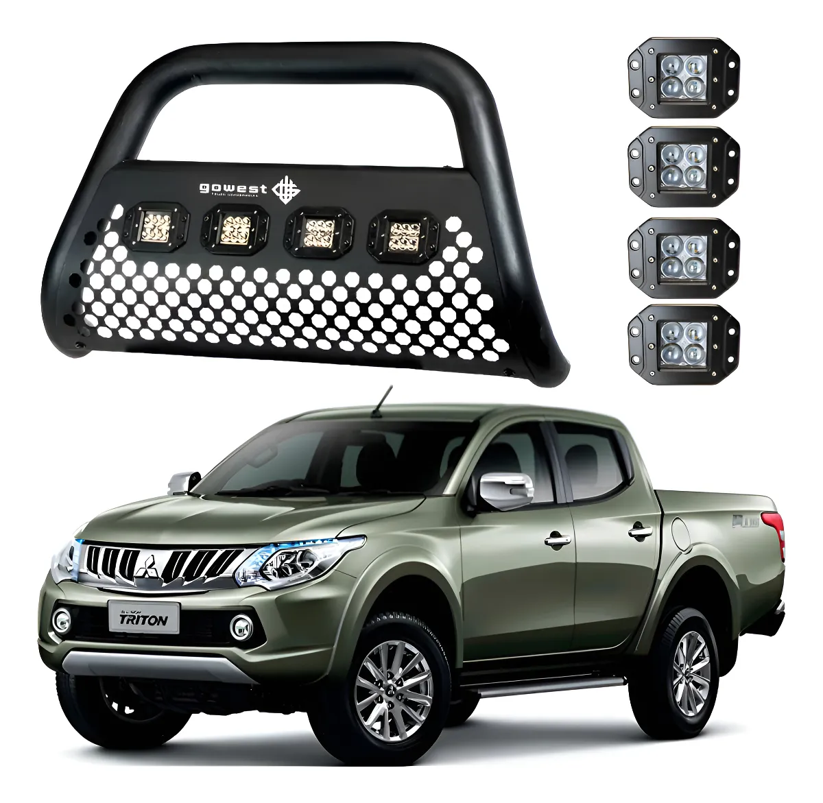 Kit Burrera Ultra Bar Mitsubishi L200 2016 - 2019 + 4 Faros - Image 1