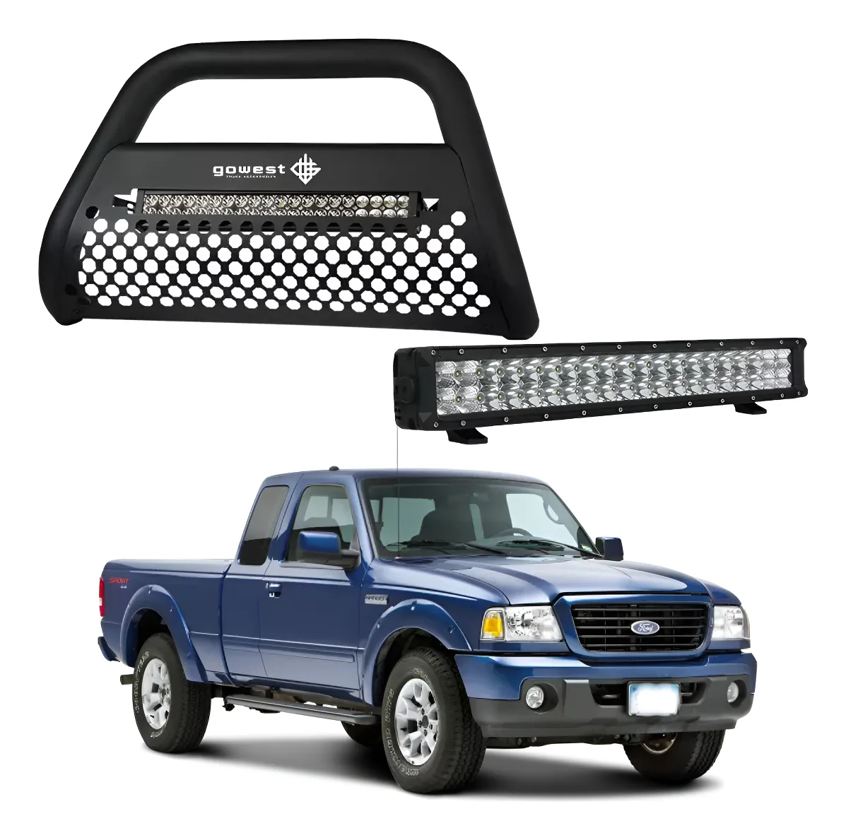 Kit Burrera Ultra Bara Ford Ranger 1998 - 2009 + Barra Led - Image 1
