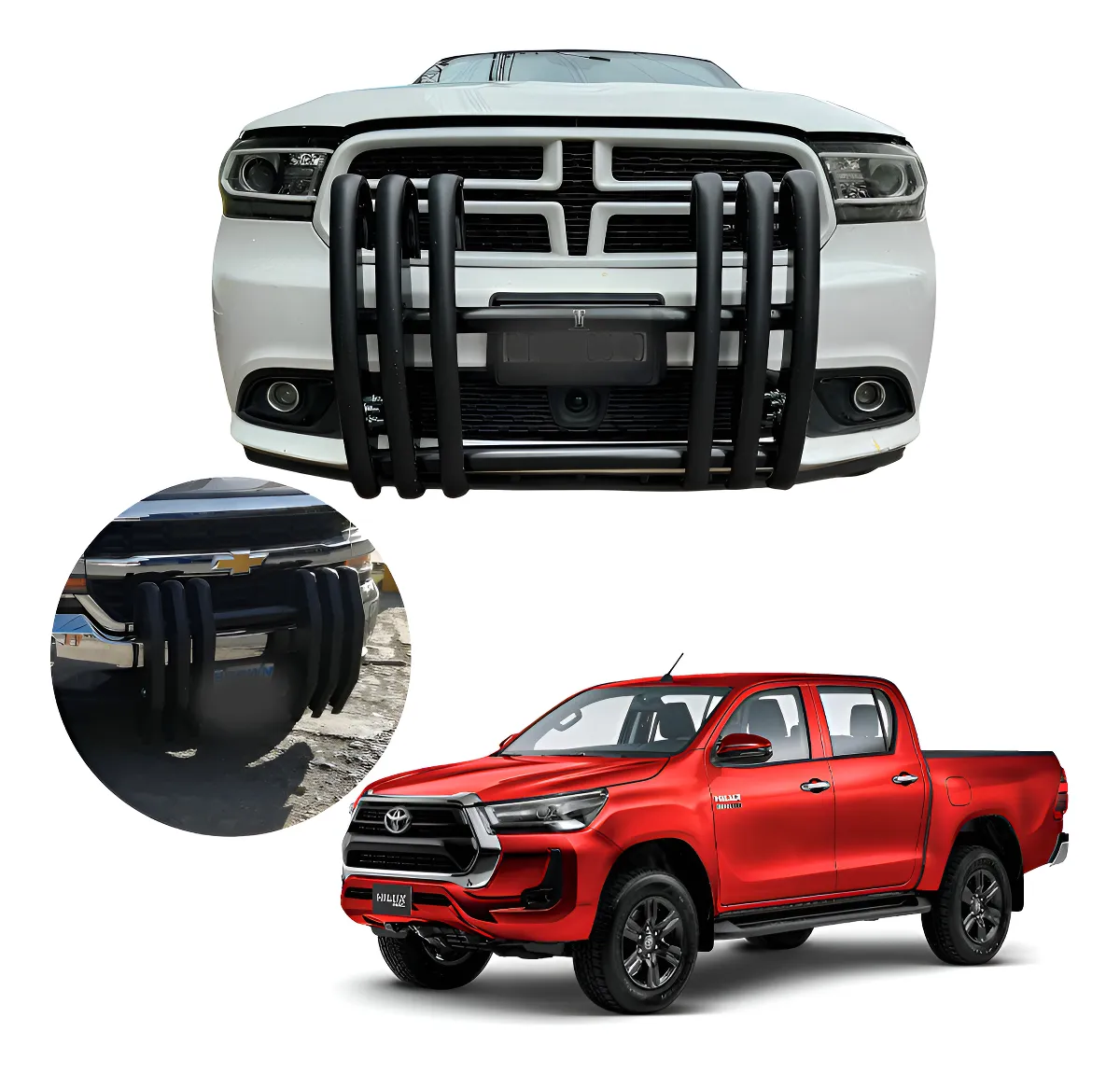 Defensa 3 Topes Tipo Escolta Para Toyota Hilux 2015 - 2024 - Image 1