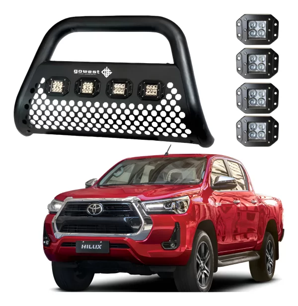 Combo Burrera Ultra Bar Toyota Hilux 2016 - 2022 + 4 Faros