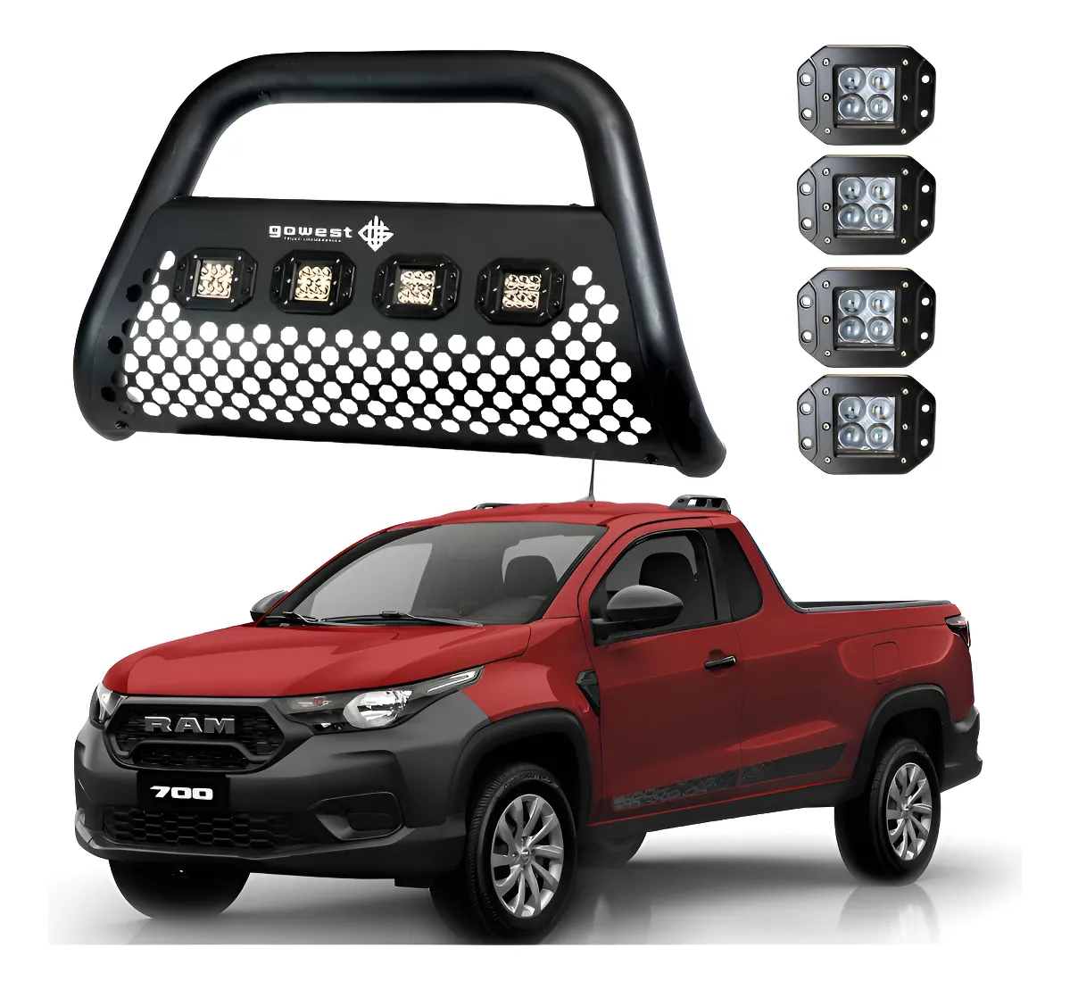 Kit Burrera Ultra Bar Ram 700 Cab Reg 2014 - 2020 + 4 Faros - Image 1