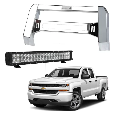 Kit Burrera Baja Bar Cromada Silverado 2007-2018 + Barra Led