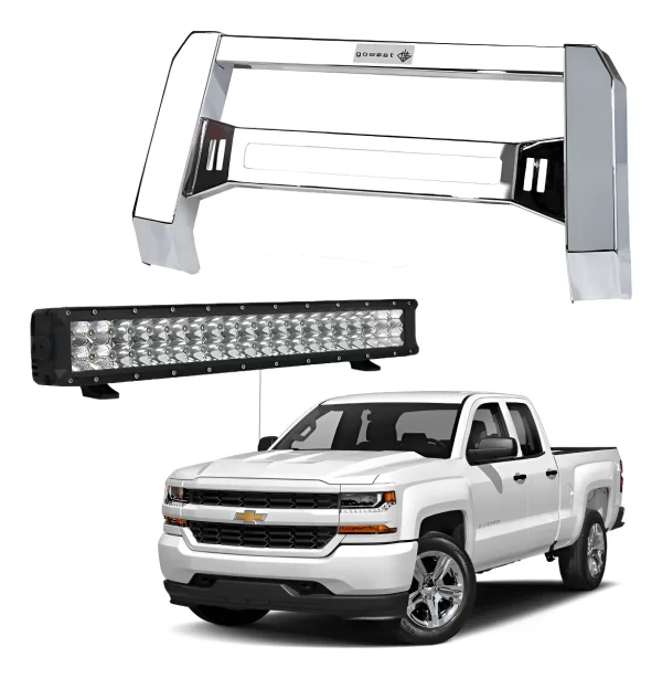 Kit Burrera Baja Bar Cromada Silverado 2007-2018 + Barra Led
