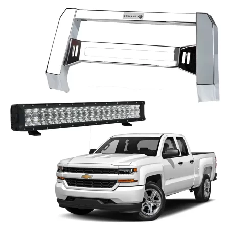 Kit Burrera Baja Bar Cromada Silverado 2007-2018 + Barra Led