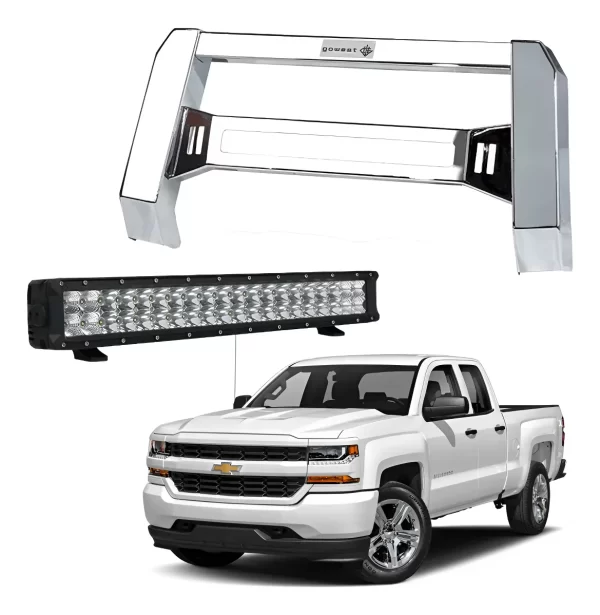 Kit Burrera Baja Bar Cromada Silverado 2007-2018 + Barra Led