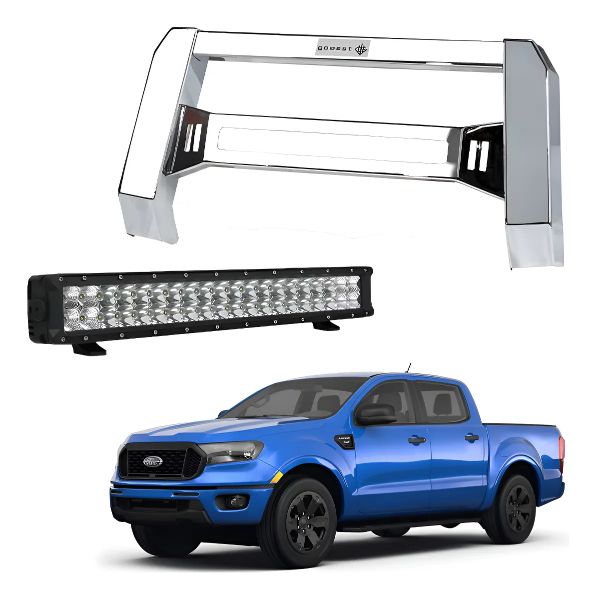 Kit Burrera Baja Bar Ford Ranger 2013 - 2022 + Barra Luz Led - Image 1