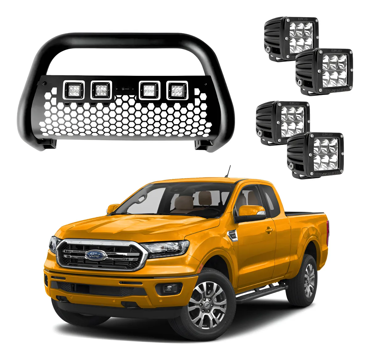 Burrera Tumbaburros Con 4 Faros Led P/ford Ranger 2012-2022 - Image 1