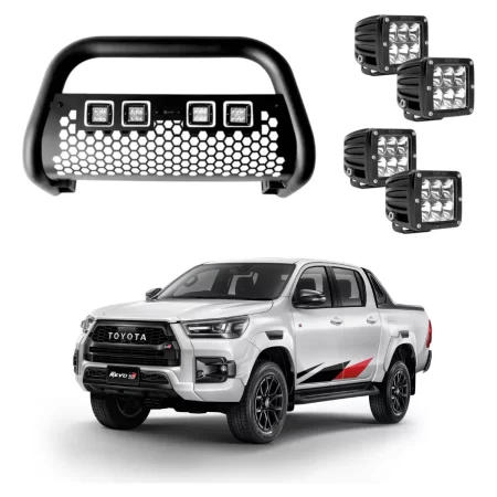 Burrera Tumbaburros Con 4 Faros Led Toyota Hilux Revo 15-22