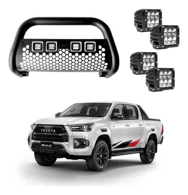 Burrera Tumbaburros Con 4 Faros Led Toyota Hilux Revo 15-22