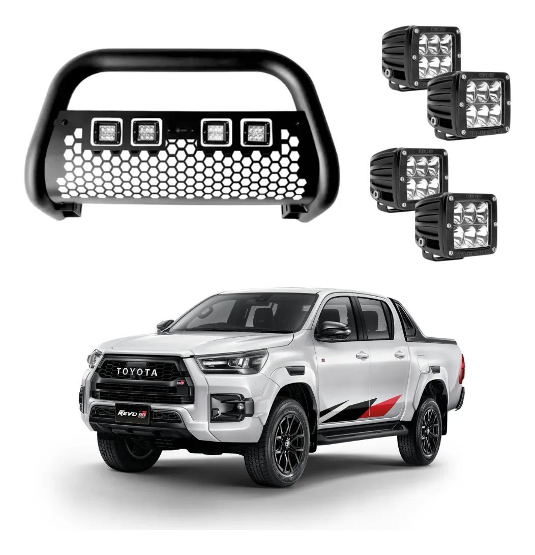 Burrera Tumbaburros Con 4 Faros Led Toyota Hilux Revo 15-22 - Image 1