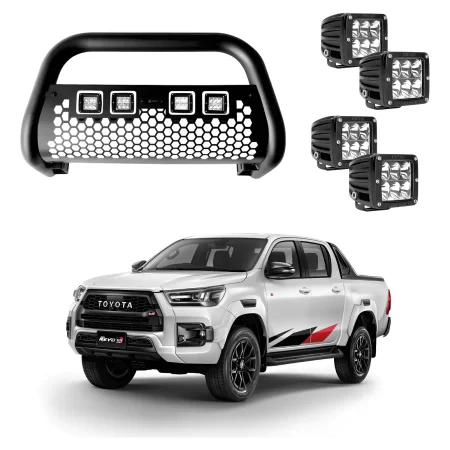 Burrera Tumbaburros Con 4 Faros Led Toyota Hilux Revo 15-22