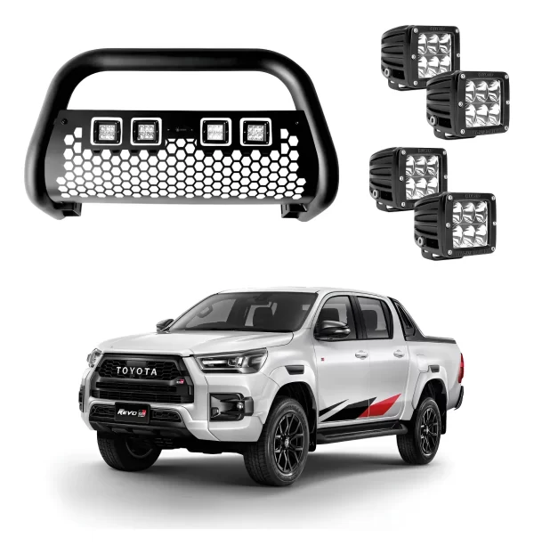 Burrera Tumbaburros Con 4 Faros Led Toyota Hilux Revo 15-22