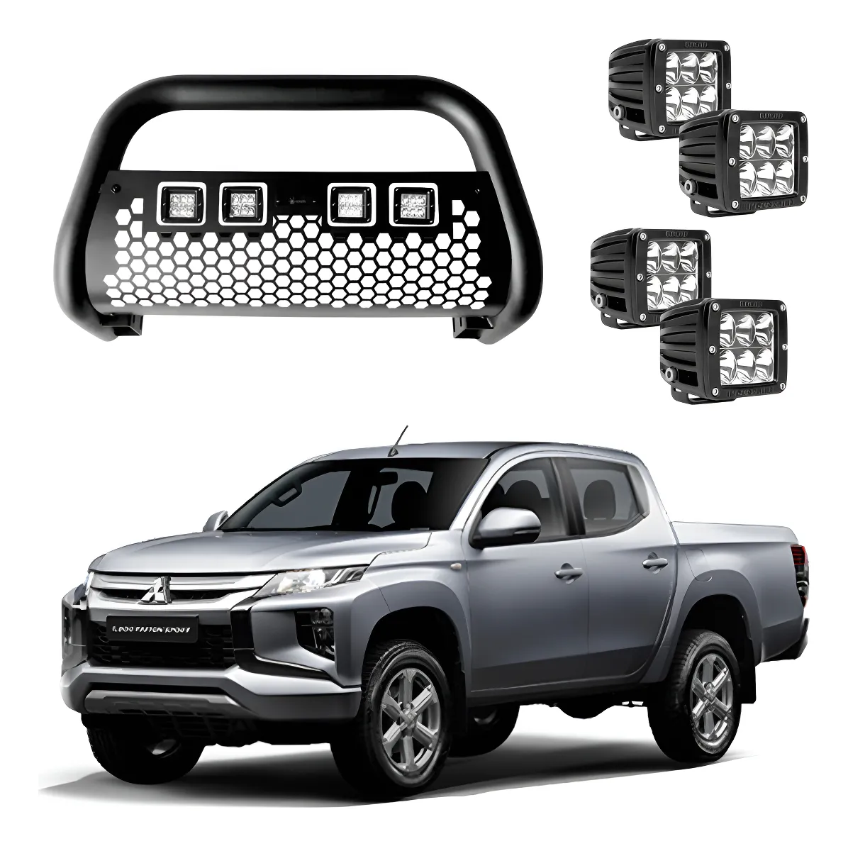 Burrera Tumbaburros Con 4 Faros Led Mitsu L200 2020-2023 - Image 1