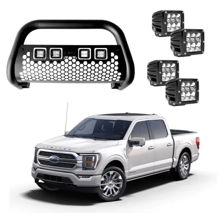 Burrera Tumbaburros Con 4 Faros Led Ford F150 2018-2023