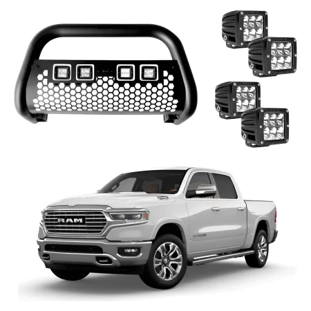 Burrera Tumbaburros Con 4 Faros Led Dodge Ram 2018-2022