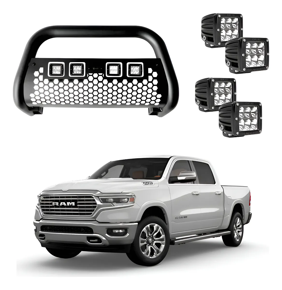 Burrera Tumbaburros Con 4 Faros Led Dodge Ram 2018-2022 - Image 1