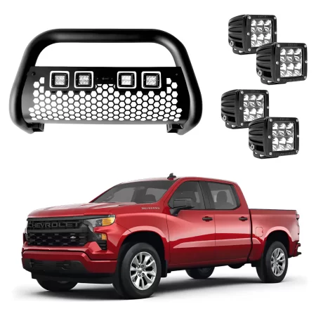 Burrera Tumbaburros Con 4 Faros Led Chev Silverado 19-2023