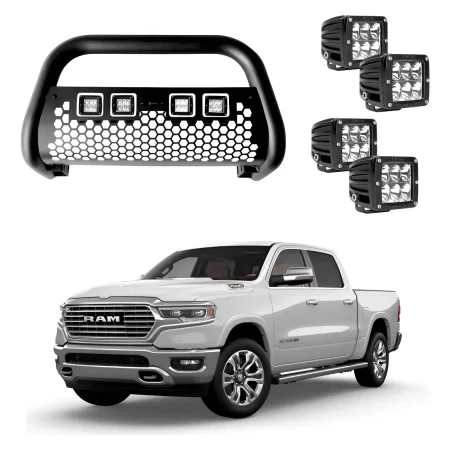 Burrera Tumbaburros Con 4 Faros Led Dodge Ram 2018-2022
