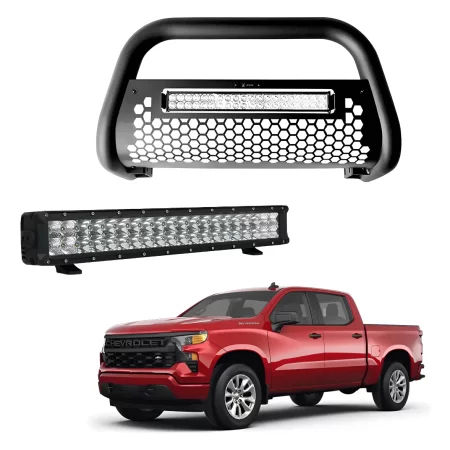 Burrera Tumbaburros Con Barra Led Chevrolet Silverado 19-23