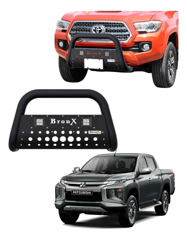 Burrera Black Para Mitsubishi L200 2020 - 2023 + 2 Luces Led